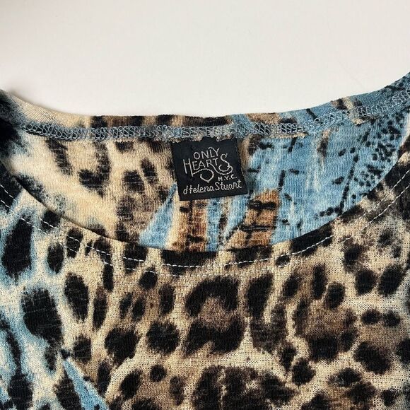 Y2K Only Hearts NYC Long Sleeve Animal Print Feathers Lace Fitted Sheer Medium - Picture 9 of 11